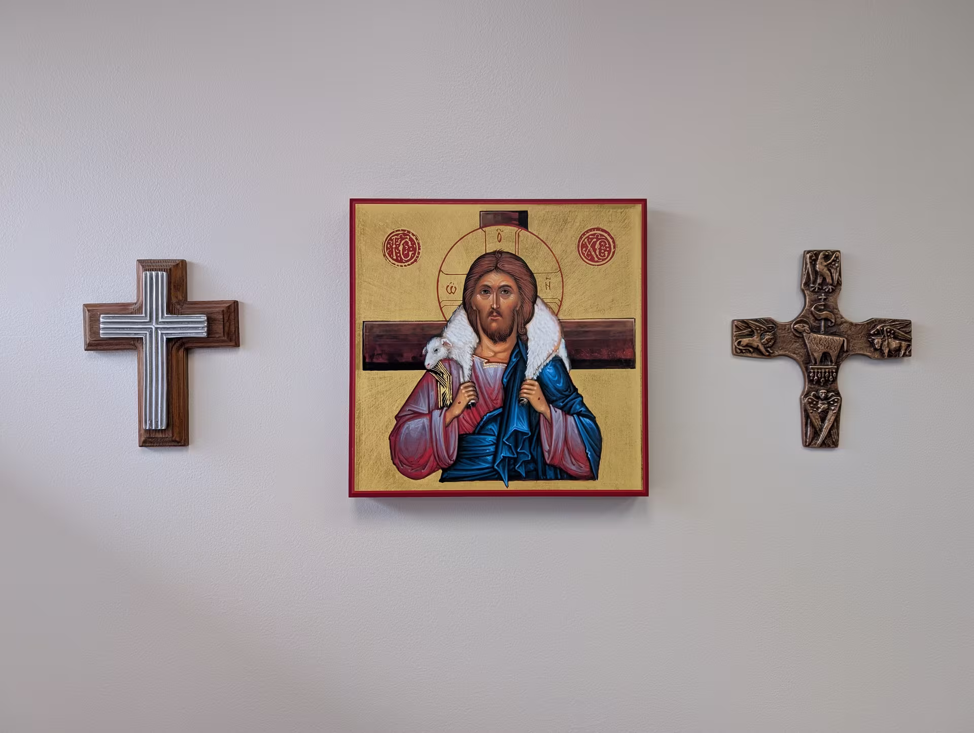 Two crosses at the altar